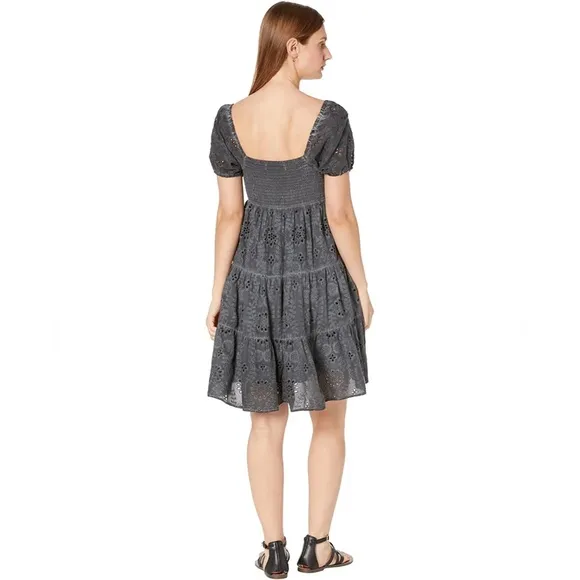 🆕LUCKY BRAND Eyelet Mini Dress Washed Black-Size Small