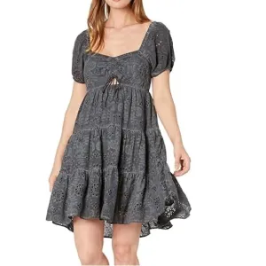 🆕LUCKY BRAND Eyelet Mini Dress Washed Black-Size Small