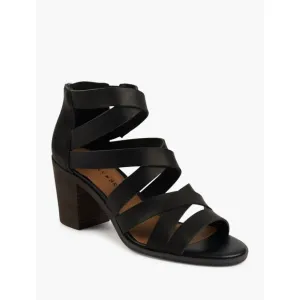 Lucky Brand Size 11 Kallia Heel Sandals Black Leather Strappy Gladiator Block