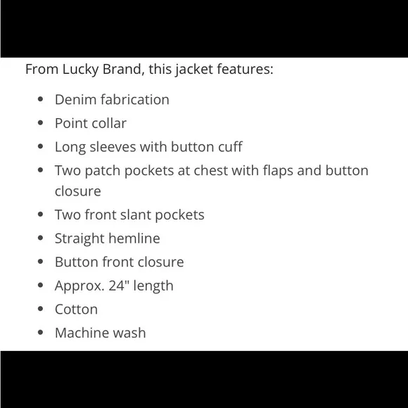 Lucky Brand The Tomboy Cotton  Long Sleeve Button Front Denim Trucker Jacket