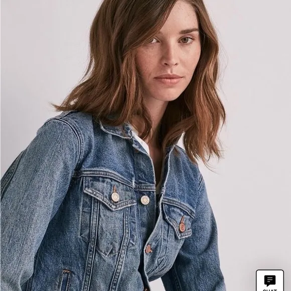 Lucky Brand The Tomboy Cotton  Long Sleeve Button Front Denim Trucker Jacket