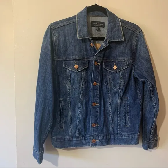 Lucky Brand The Tomboy Cotton  Long Sleeve Button Front Denim Trucker Jacket