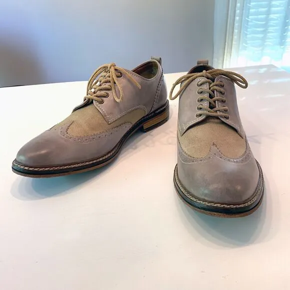 Lucky Men's Hudson Cement Leather‎ &amp; Canvas Wingtip Shoes US Size 11.5 M