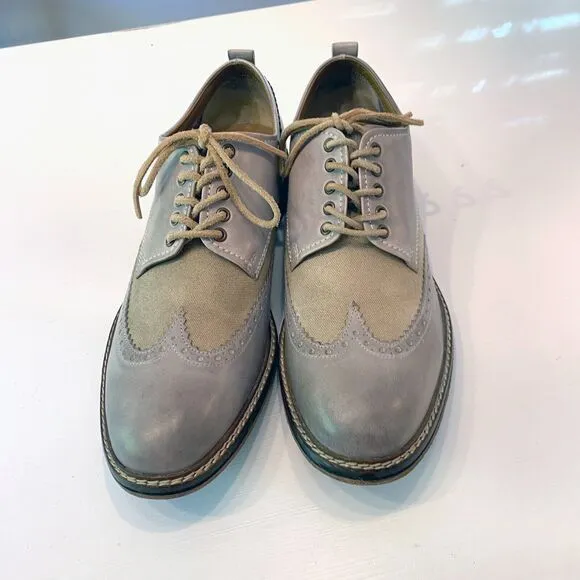 Lucky Men's Hudson Cement Leather‎ &amp; Canvas Wingtip Shoes US Size 11.5 M