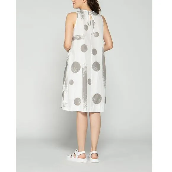 Luukaa Women's White Cotton Dress Size 10 Abstract Sleeveless Summer Dress NWT