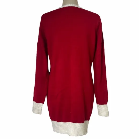 Luxury Christmas Sweater Dress Holiday Santa Red White Black Gold Size Medium