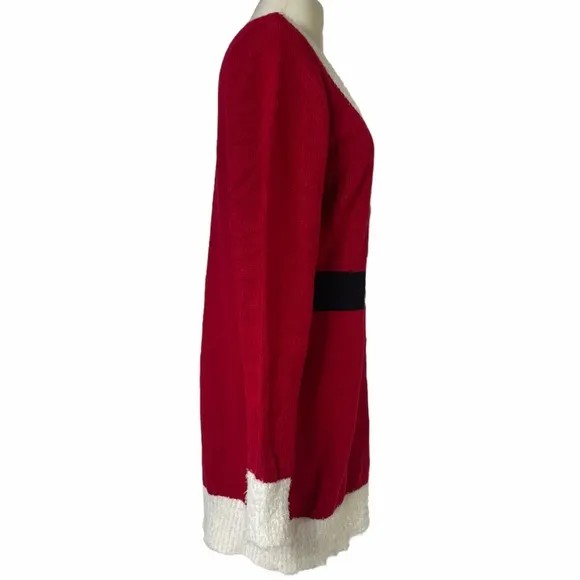 Luxury Christmas Sweater Dress Holiday Santa Red White Black Gold Size Medium