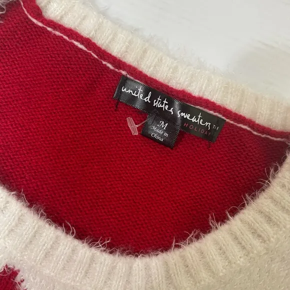 Luxury Christmas Sweater Dress Holiday Santa Red White Black Gold Size Medium