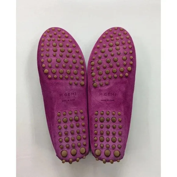M. GEMI Felize Suede Driver Moccasin Flats in Pink Size 40.5/9 US Grape