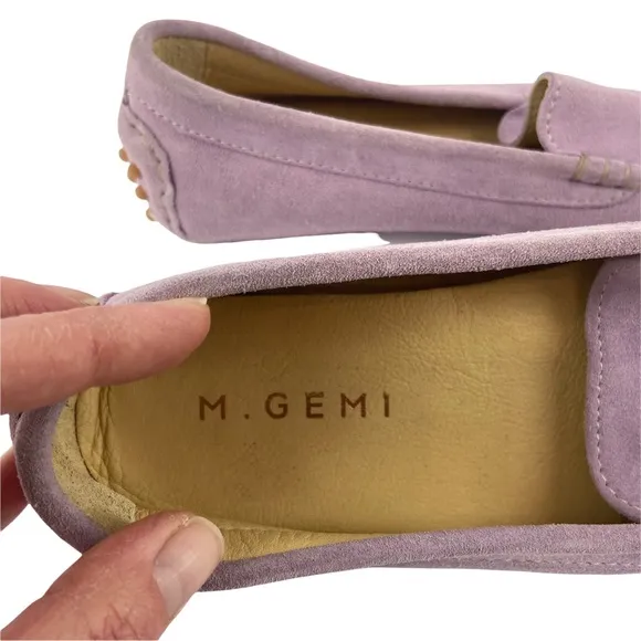 M. Gemi Felize Suede Leather Driver Loafer Lilac Purple Flats Italy Moccasins 7