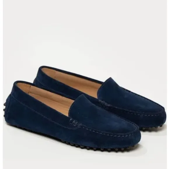 M. GEMI The Felize Saddle Suede Leather Diving Moccasin Midnight Blue Sz 7.5