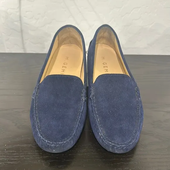 M. GEMI The Felize Saddle Suede Leather Diving Moccasin Midnight Blue Sz 7.5