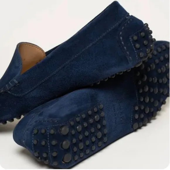 M. GEMI The Felize Saddle Suede Leather Diving Moccasin Midnight Blue Sz 7.5