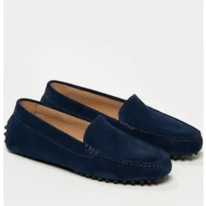 M. GEMI The Felize Saddle Suede Leather Diving Moccasin Midnight Blue Sz 7.5