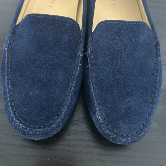 M. GEMI The Felize Saddle Suede Leather Diving Moccasin Midnight Blue Sz 7.5