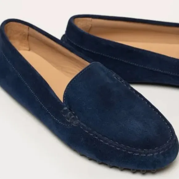 M. GEMI The Felize Saddle Suede Leather Diving Moccasin Midnight Blue Sz 7.5