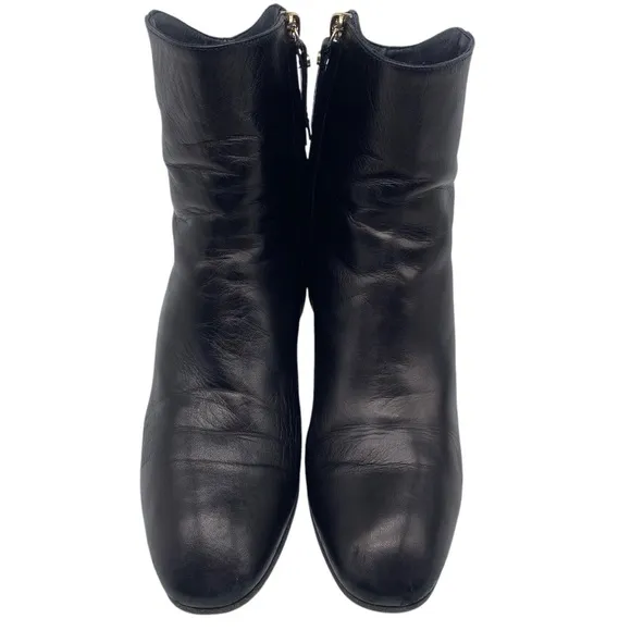 M Gemi Womens Shoes Leather Boots Sz 8.5 Black Heeled Ankle Designer Italy Sleek