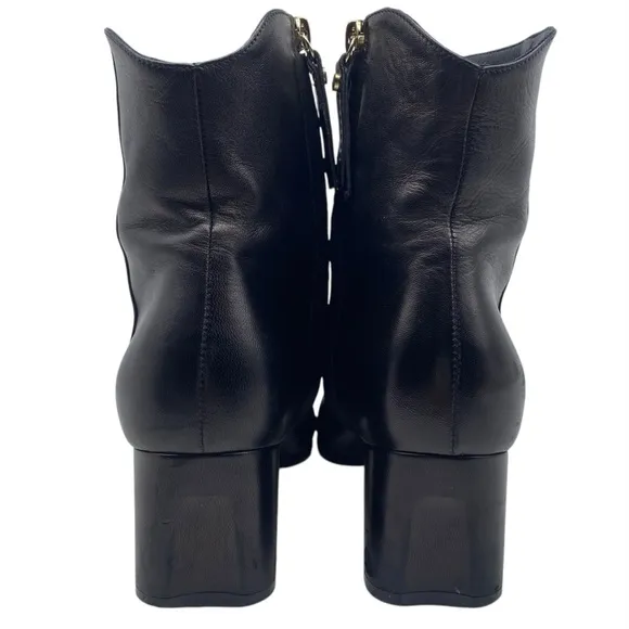 M Gemi Womens Shoes Leather Boots Sz 8.5 Black Heeled Ankle Designer Italy Sleek