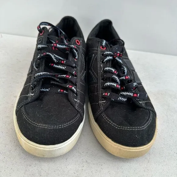Macbeth Shoes Mens 10 Low Top Sneakers Black Canvas Round Toe Lace Up Casual
