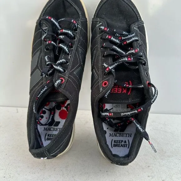 Macbeth Shoes Mens 10 Low Top Sneakers Black Canvas Round Toe Lace Up Casual