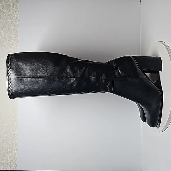 Madden Girl Winslow Boots Knee High Block Square Toe Heel Pull-On Vegan Black 7