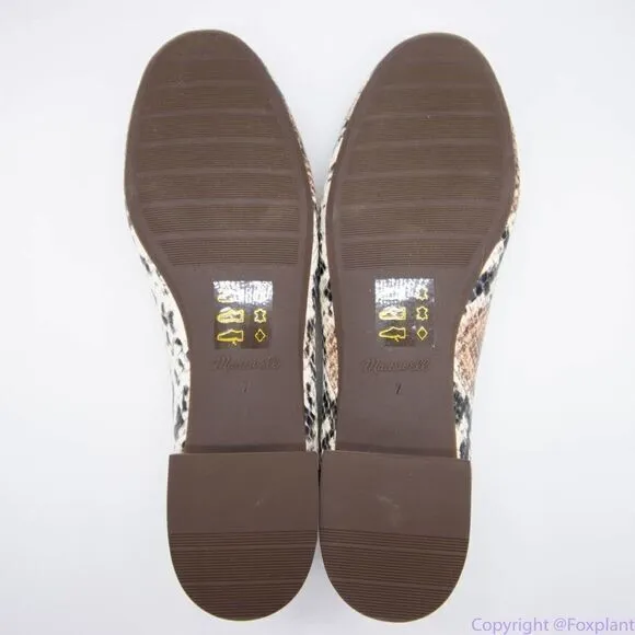 Madewell Adelle Ballet Flat in Snake‎ Embossed Leather, women's size 7