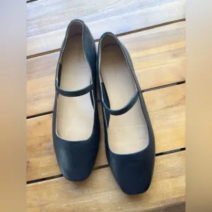Madewell Black Leather Greta Ballet Flat Shoes Women's Size 8