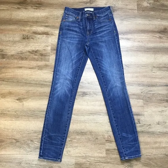 Madewell Jeans Size 25 High Riser Skinny Leg Denim Stretch Dark Blue ***READ