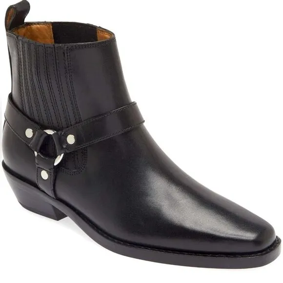 Madewell Leather The Santiago Boot Western Ankle Flat Heel Women’s Black Size 8