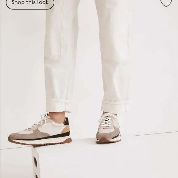 Madewell Mens Kickoff Trainer Sneakers in (Re)sourced Canvas and Suede Moon Rock