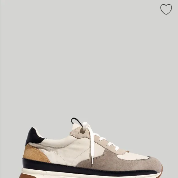 Madewell Mens Kickoff Trainer Sneakers in (Re)sourced Canvas and Suede Moon Rock