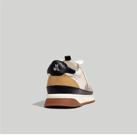 Madewell Mens Kickoff Trainer Sneakers in (Re)sourced Canvas and Suede Moon Rock