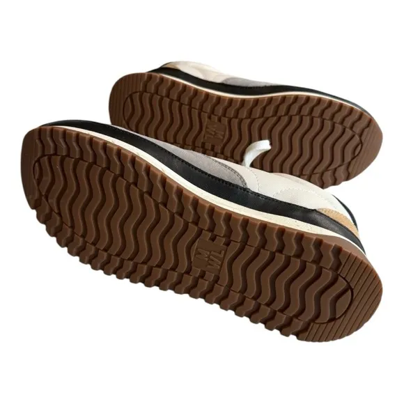 Madewell Mens Kickoff Trainer Sneakers in (Re)sourced Canvas and Suede Moon Rock