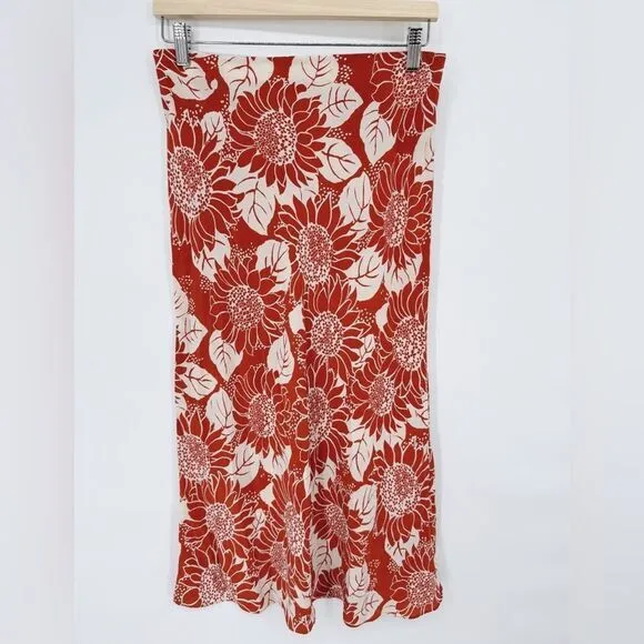 Madewell Silk Midi Slip Skirt in Sunflower Season Size 10