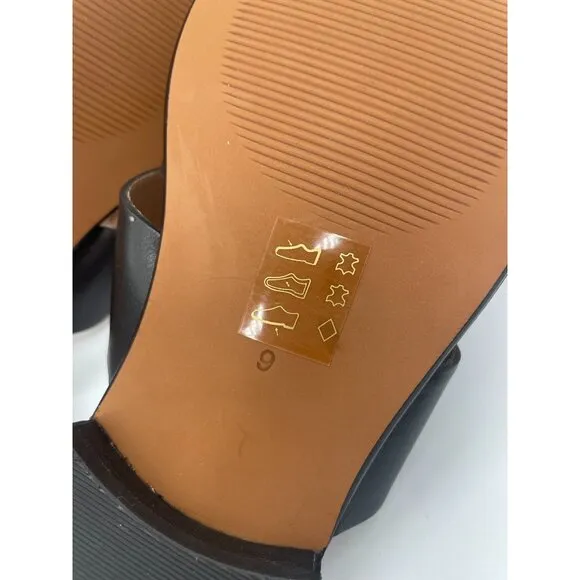 Madewell The Dixson Fisherman Mule Flats True Black Leather Sz 9 $128 NK034