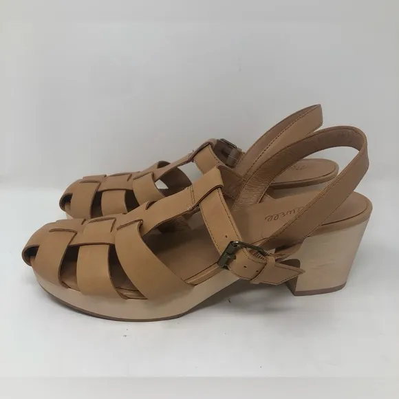 Madewell The Fisherman Sandal Clog Desert Camel Leather Heels Shoes