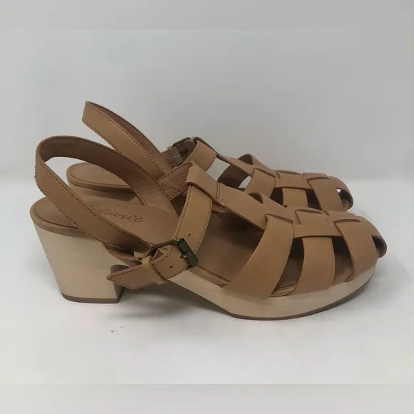 Madewell The Fisherman Sandal Clog Desert Camel Leather Heels Shoes