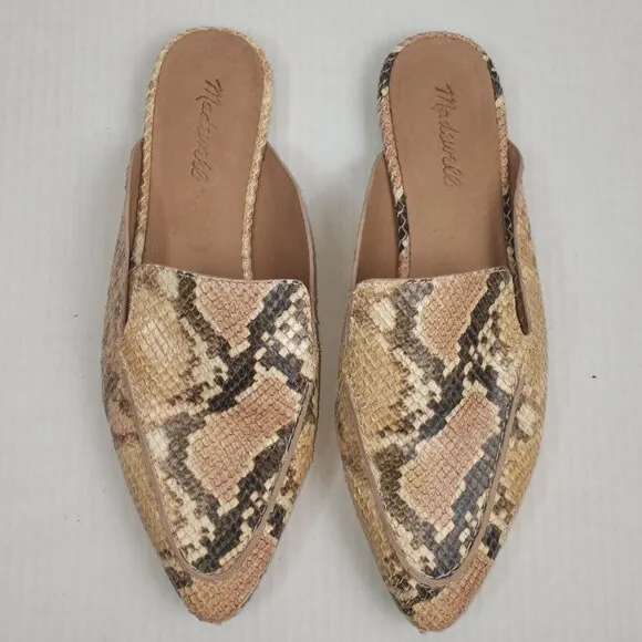 Madewell The Frances Skimmer Snake Embossed Leather Flats Mules