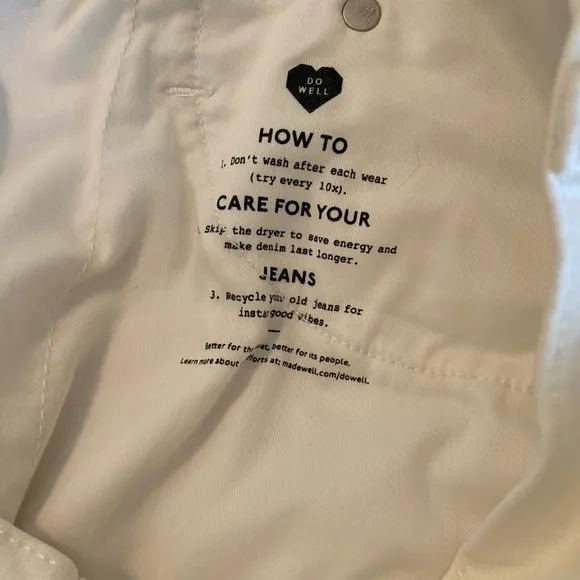 Madewell The Perfect Vintage Jean size 30 women’s straight leg white classic