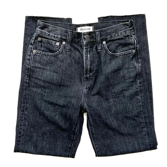 Madewell The Perfect Vintage Jeans Roxstone Wash Knee-Rip Raw Fray Hem Size 24