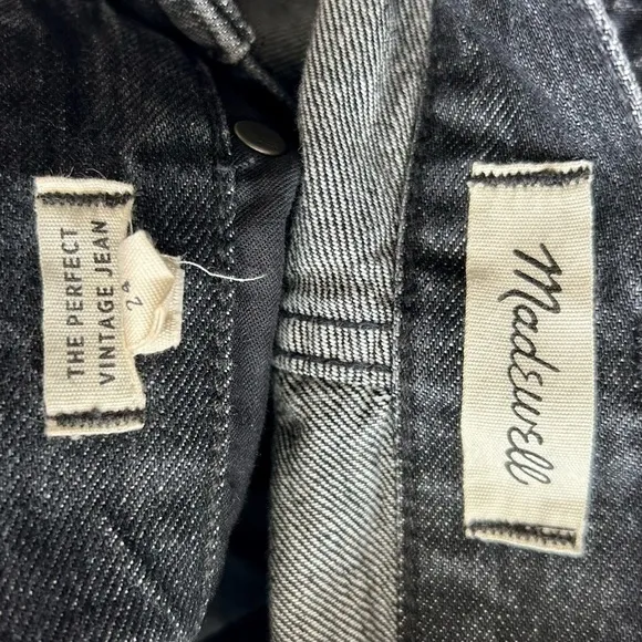 Madewell The Perfect Vintage Jeans Roxstone Wash Knee-Rip Raw Fray Hem Size 24