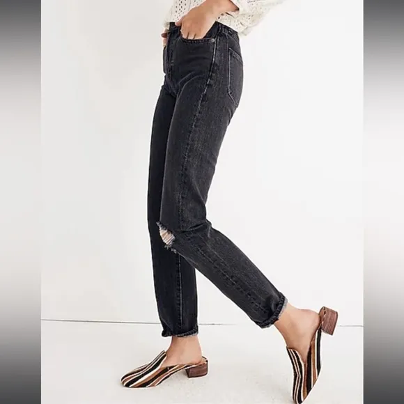 Madewell The Perfect Vintage Jeans Roxstone Wash Knee-Rip Raw Fray Hem Size 24