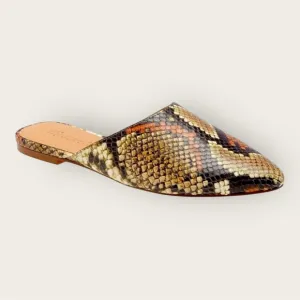 Madewell The Remi Mule Snake Print Embossed Leather Flats Spiced Cider Size 7