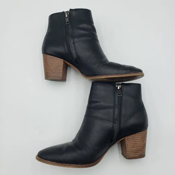 Madewell The Rosie Ankle Boots 8 Womens Booties Zip Up Black