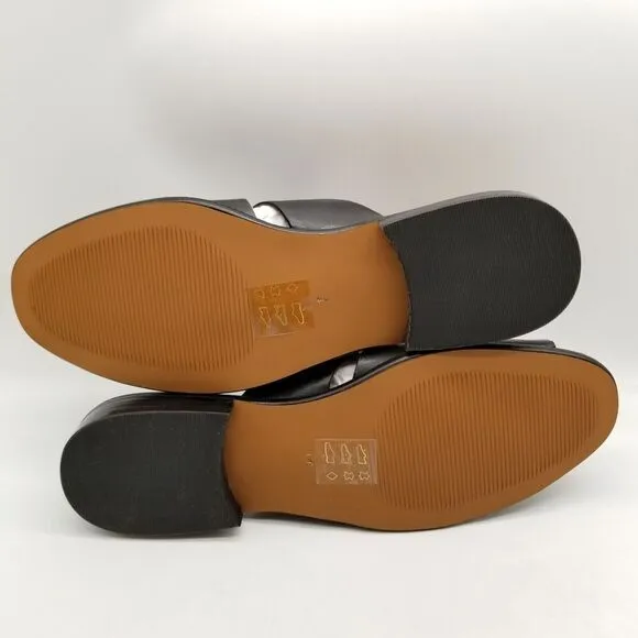 MADEWELL Women The Dixson Fisherman Mules Sz 8 Black  Leather  Slide Flats