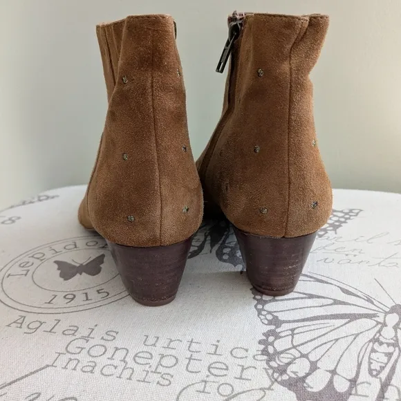 Madewell women's tan suede dot ankle boots booties leather heeled size 7