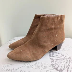 Madewell women's tan suede dot ankle boots booties leather heeled size 7