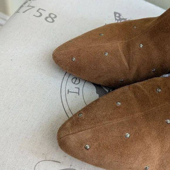 Madewell women's tan suede dot ankle boots booties leather heeled size 7