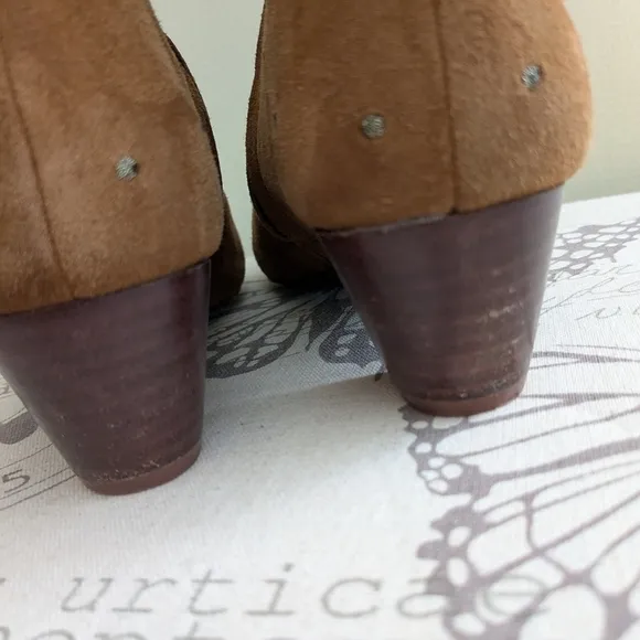 Madewell women's tan suede dot ankle boots booties leather heeled size 7