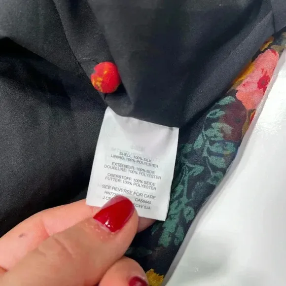 Madewell x No 6 Floral Dress Smocked Ruffle Black Short Sleeve Size 12 Keyhole